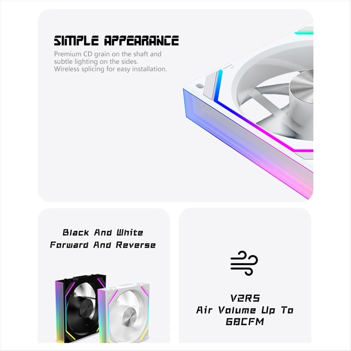 Корпусный вентилятор V2RS Magic Block Свободная стыковка 120 мм для ПК Компьютера 12 В Вентилятор корпуса Lian 3-контактный 5 В ARGB Божественный свет Ли Черный,B China Mainland