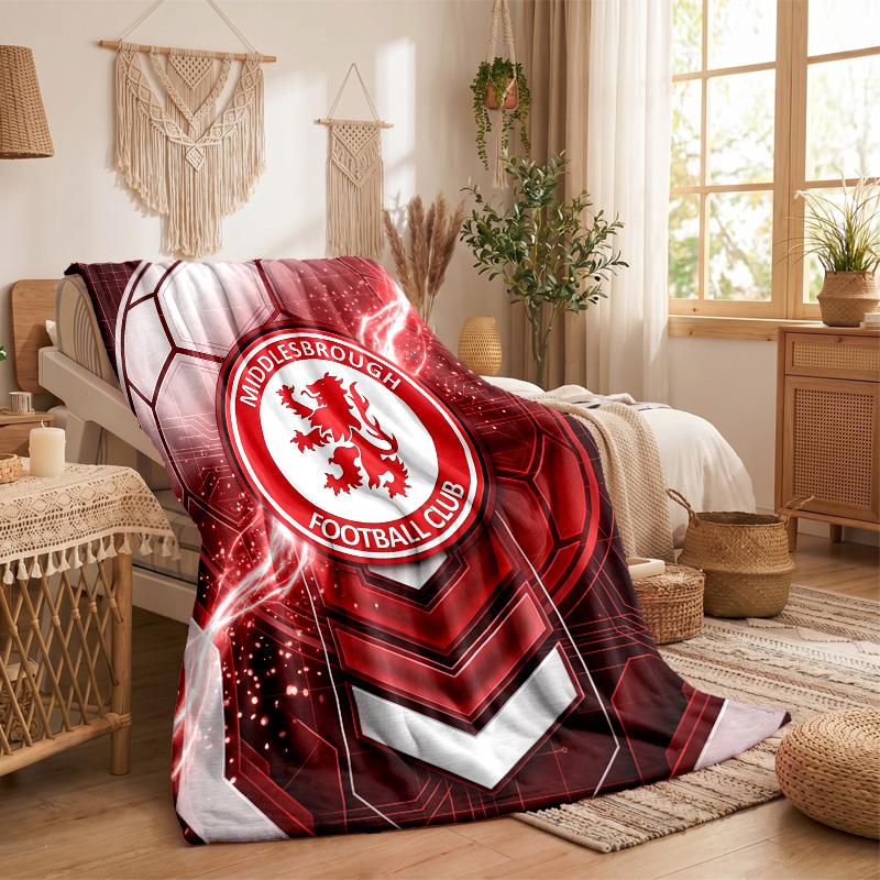 Middlesbrough Football Print Flannel Blanket Soft Warm Sofa Bed Throw Blanket For Home Office Bedroom