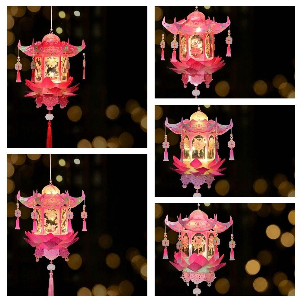PVC DIY Craft Material Kit Glowing Hanging LED Lantern Mid-Autumn Festival Lantern Gift