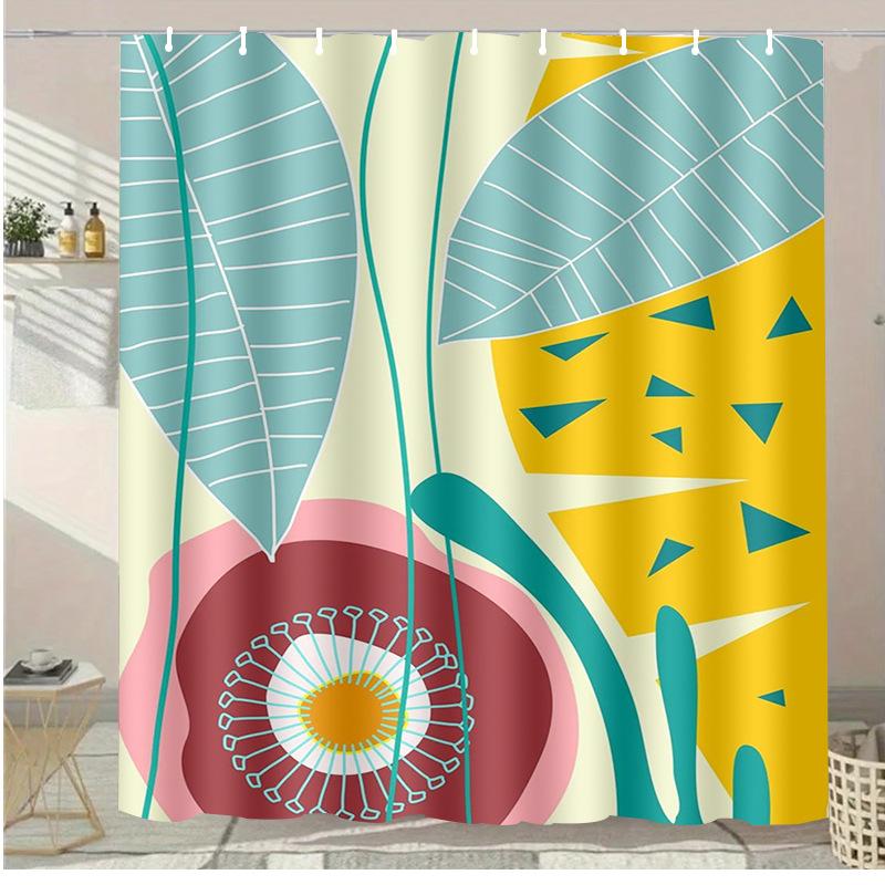 

Morandi Creative Flowers Washable Dirt-Resistant Shower Curtain Shower Head waterproof Polyester Bath Curtain For Home Decor 70x140CM