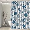 Mediterranean Coastal Shower Curtain with Hooks - Machine Washable Polyester Bathroom Decor, Artistic Starfish & Seashell Design
