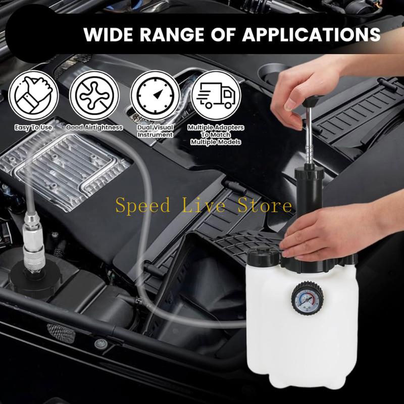547C Car Brake Fluid 4 Interchangeable Nozzles 3L Container Manual Evacuation Fluid Changer System for repair man