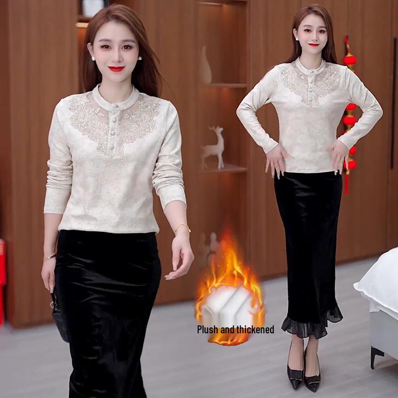 

Women s Luxe Velvet & Lace Slim-Fit Base Layer Top – Stylish, Warm, and Versatile for Winter 2026. 2XL [120-130 jin] шампанского