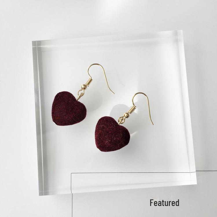 

Серьги-бантики цвета бордовой розы 2024 г.: Серебряная игла, элегантный китайский стиль для Нового года и праздника весны