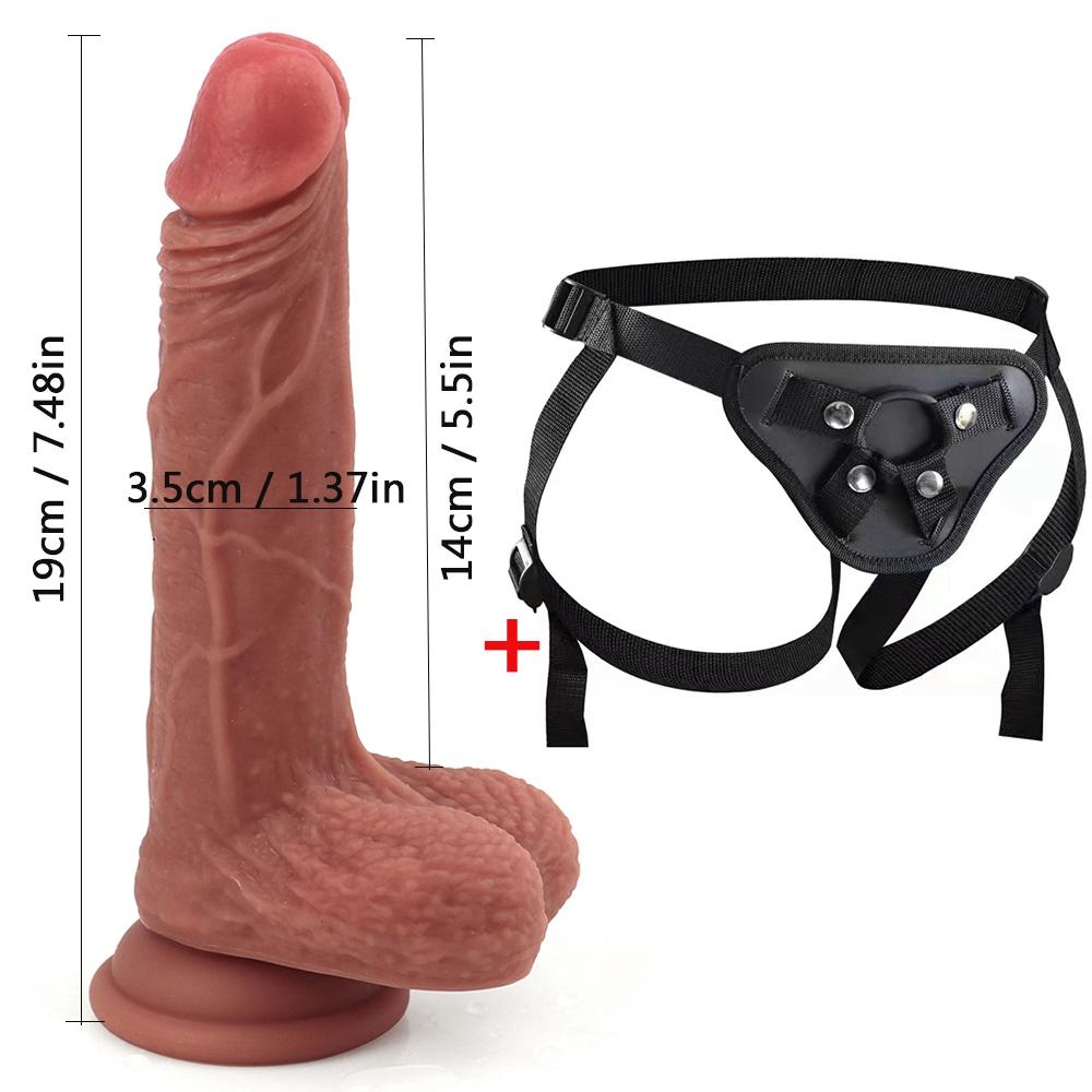 RUNYU Strap-on realistische Penis-Dildo-Hose, Anal-Sex-Spielzeug für Frauen, Lesben, Männer, Schwule, Strap-on-Silikon-Dildos, Spiele