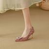Leather Xiuhe Dress Wedding Shoes Women's 2025 Red Sequins High-end Stiletto Chinese Bridal High Heels Are Not Tired
