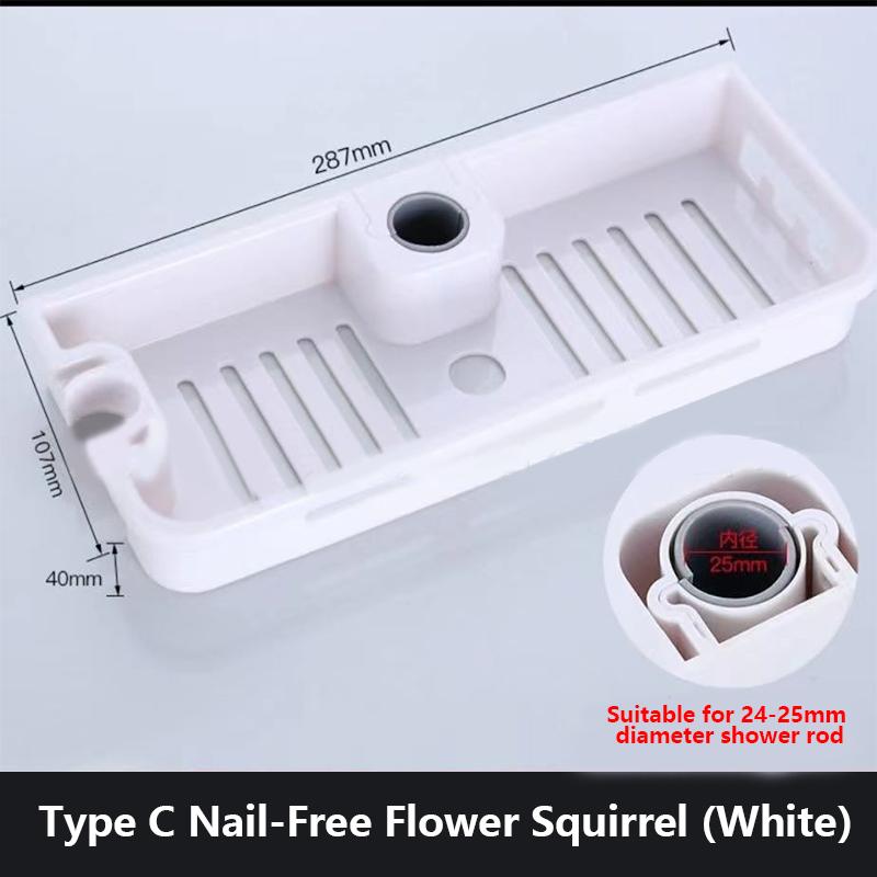 Shower Storage Holder Bathroom Shelf Pole Shelves Shampoo Tray Stand No Drilling Lifting Rod Shower Head Holder Rack Organizer