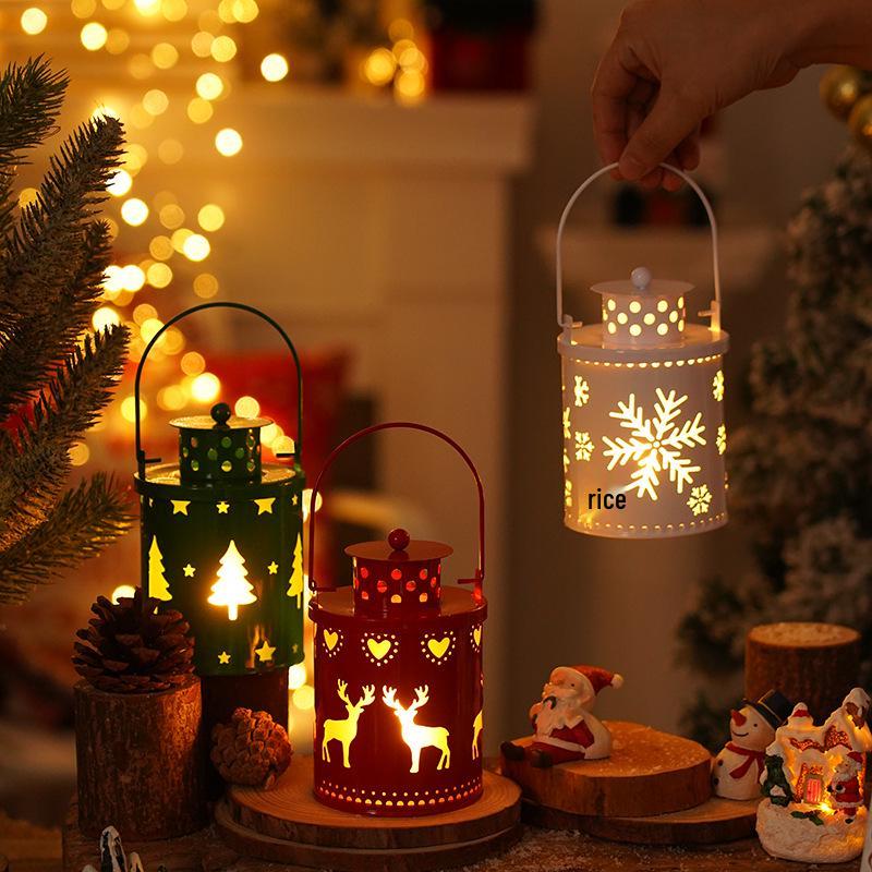 Nordic Style Christmas Lantern with Electronic Candle - Creative Festival Decoration Ornaments