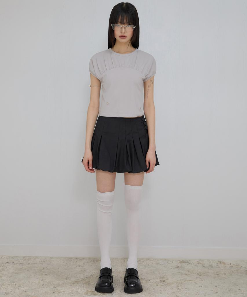 Peulleeoeob Kaya Shirred T-Shirt (Fl-158_Gray)