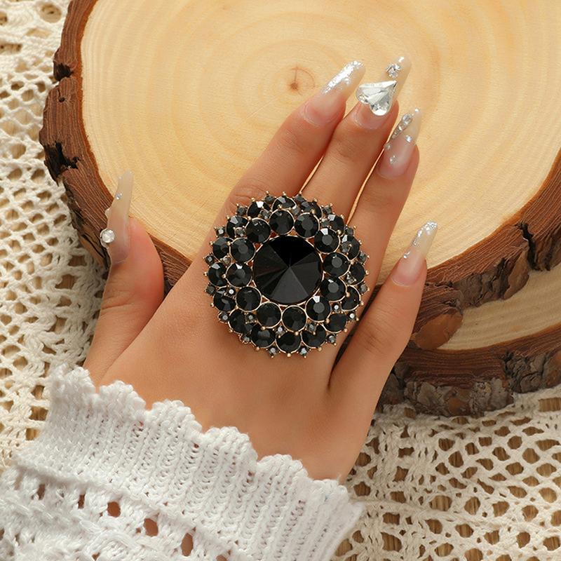 Unique Boho Stone Ring Big Round Rings For Women Vintage Female Wedding Party Jewelry Birthday Gift