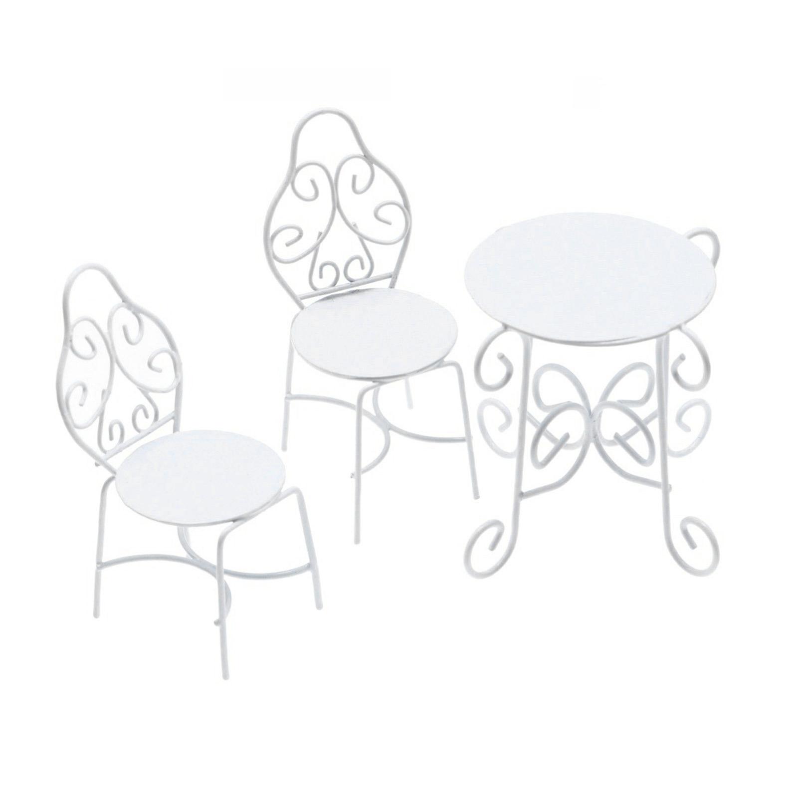 

Миниатюрный прочный металлический стол и набор стульев, аксессуары для кукольных домиков, садовая мебель, украшения для патио, масштаб 1/6 1/12