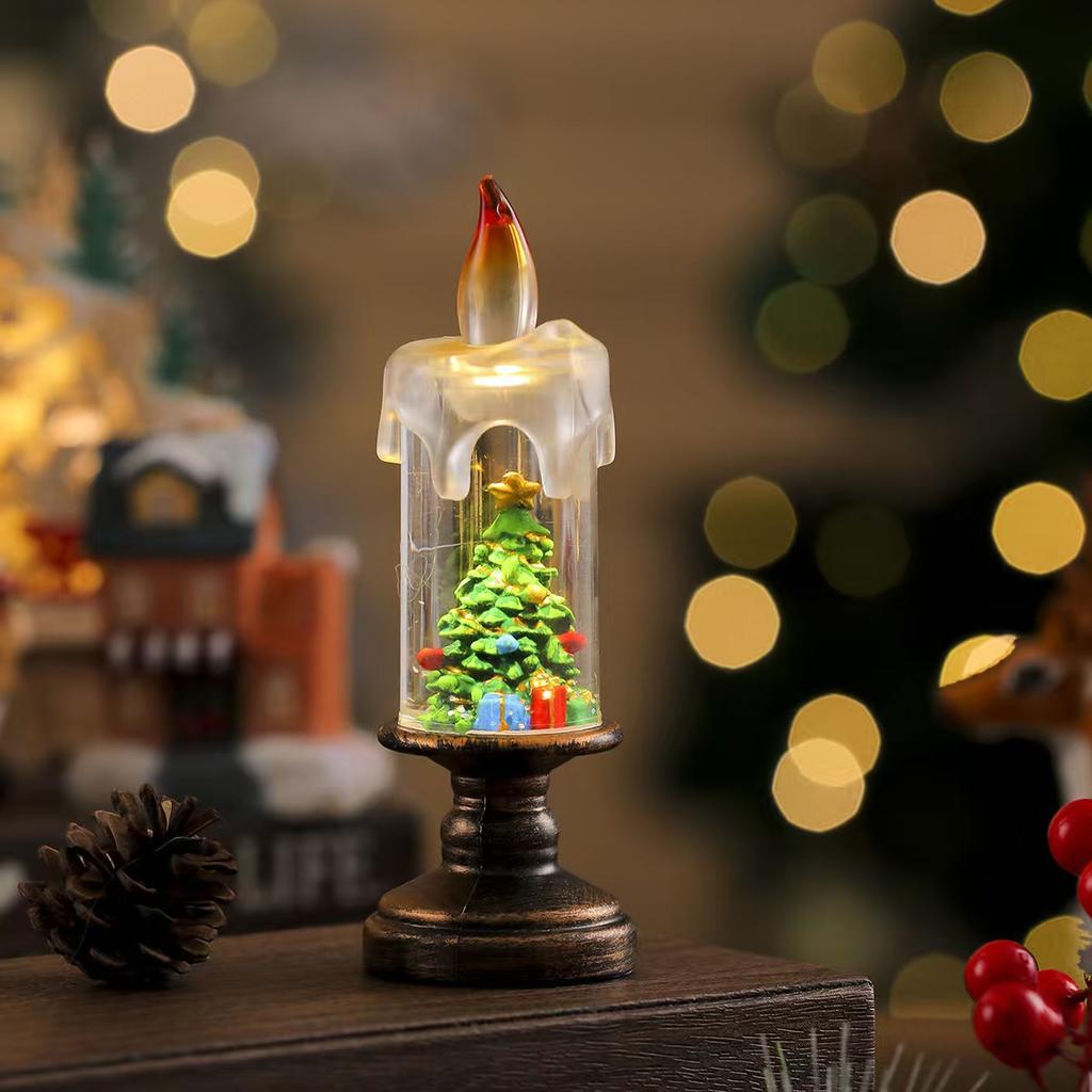 New Christmas Decorative Candle Light with Snowfall Effect - Creative Snowflake Night Light Practical Christmas Gift