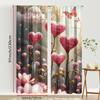2PCS Pink Heart Flower Language Valentine's Day Curtains   Romantic Confession Style   Bedroom Living Room   Pull Up Pocket Style