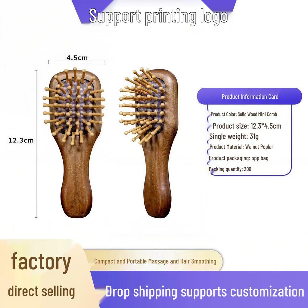 Beech Wood Air Cushion Massage Comb for Scalp and Hair Care