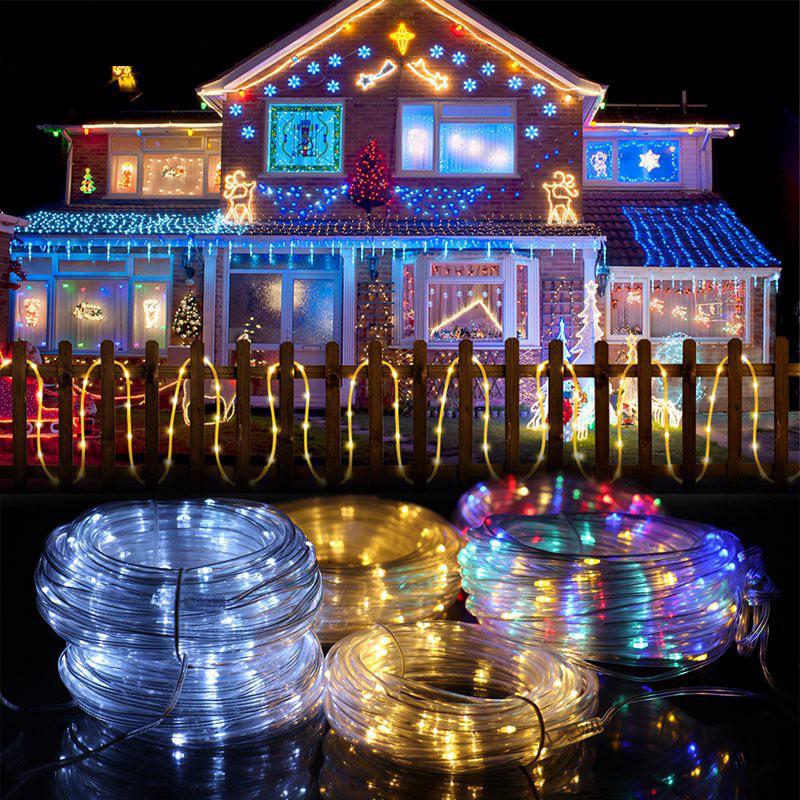 LED Solar RGB Rainbow Tube Light for Outdoor Ambiance - Color-Changing Trampoline String Light