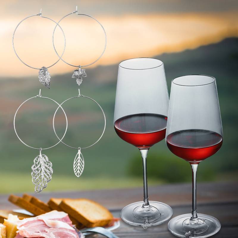 Buy 4PCS Nine-character Earrings Wine 