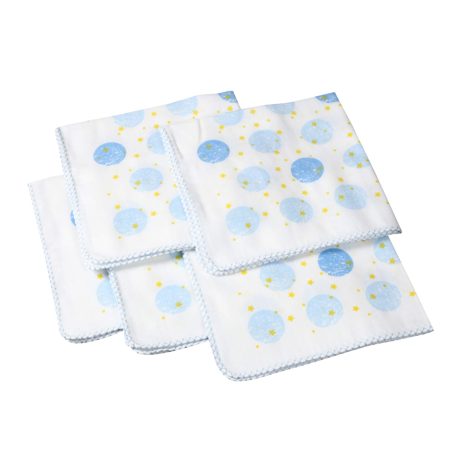 

Isamu Shokai Cotton Double Gauze Made in Blue Polka Dot 32x32cm 5 count 100% Handkerchiefs, Japan, Pattern, (x 5),