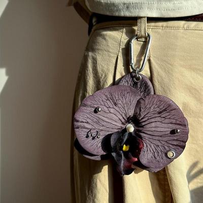 Pretty Phalaenopsis Orchid Keychain; Inventive Faux Flower Pendant; Stylish Carry-on Decoration; Finest Gift Selection.
