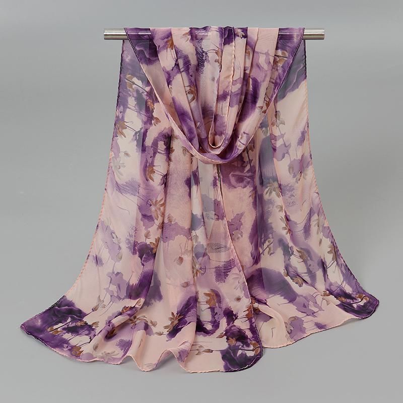 150*50cm New Floral Printed Scarf Women Long Shawl Spring Thin Georgette Hijab Beautiful Flower Pareos Beach Sunscreen Shawl