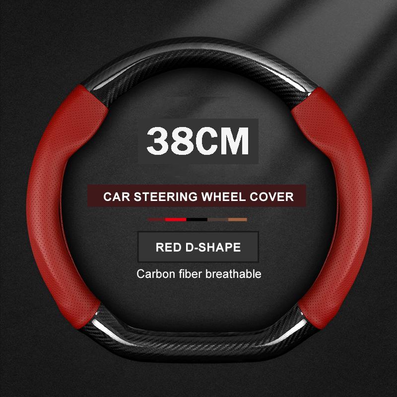 For Hyundai I30 I20 I10 Tucson Elantra Avante Kona Ix35 Ix25 Grand Elantra Solaris Carbon Fiber Leather Car Steering Wheel Cover