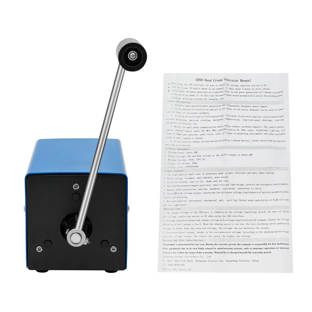 Tragbare USB Handkurbel Notstromgeneratoren, Multifunktionale Hohe Leistung 20W 28V, mit Griff, für Outdoor Camping Überlebensaktivitäten