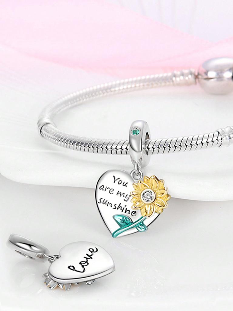 Charms Plata Copper Colors Spring Sunflowers Cherry Blossoms Beads Pendant For Original Bracelet For Women Diy Jewelry Love Gift