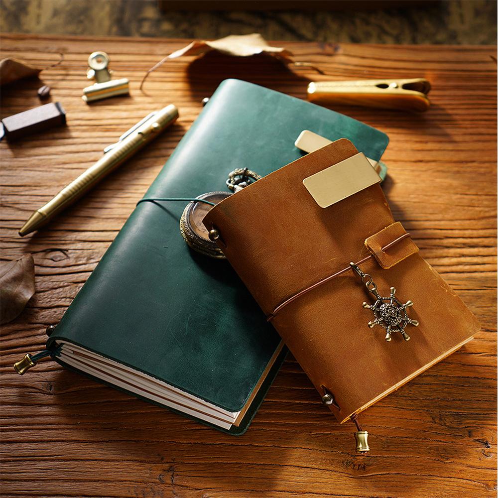 Retro Crazy Horse Leather Cover Notebook Creative Handmade Travel Journals Business Promotion Planner Diary Gift Custom Printed