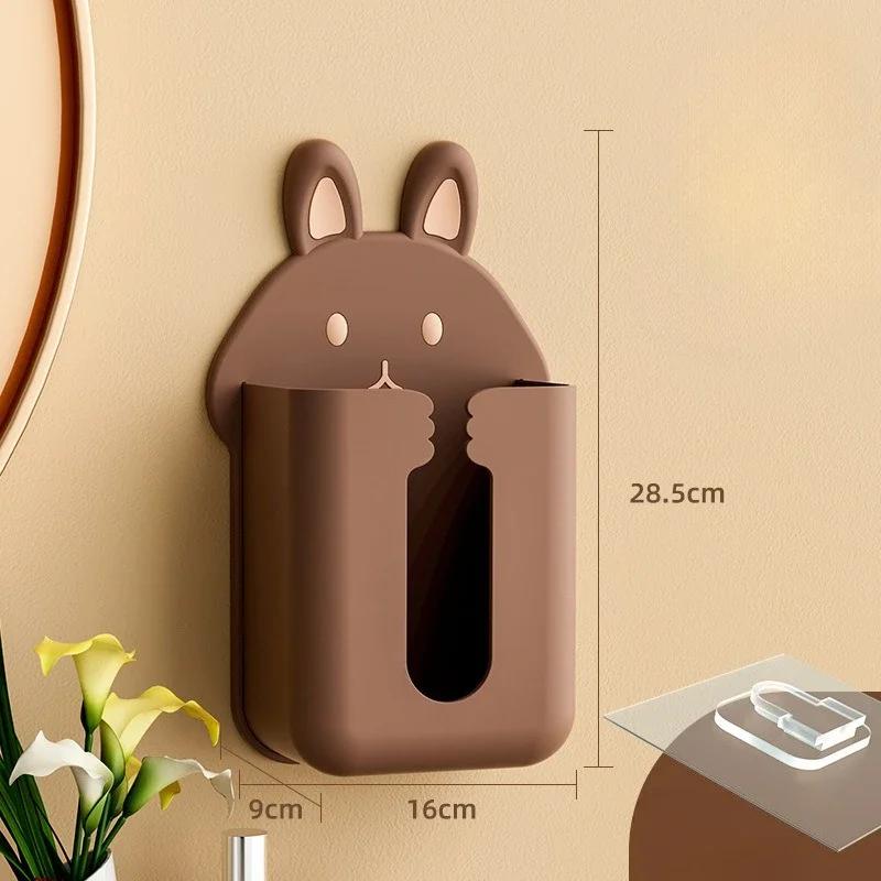 Cartoon Wall Mount Toilet Paper Holder No Drill Storage Box Multi Function Bathroom Tissue Dispenser Home Organizer