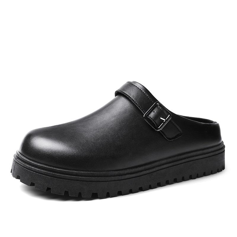 

Мужские мюли на платформе, лоферы без задника, тапочки, полуботинки на толстой подошве, сандалии-слайды с закрытым носком, повседневная обувь 44