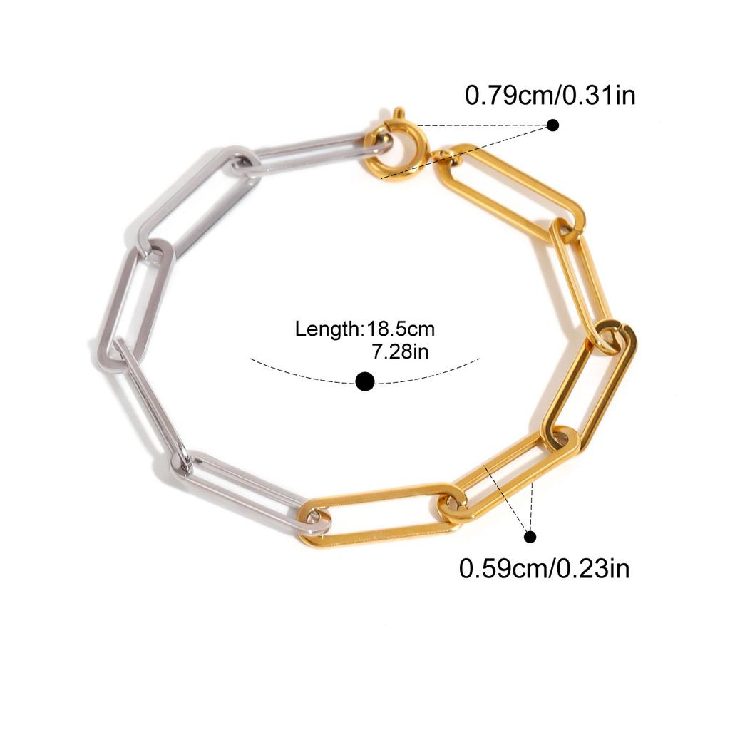 Yori Gold Silver Mix Color Block Paperclip Chain Bracelet Waterproof Stainless Steel Arrivals Popular Jewelry Wholesale
