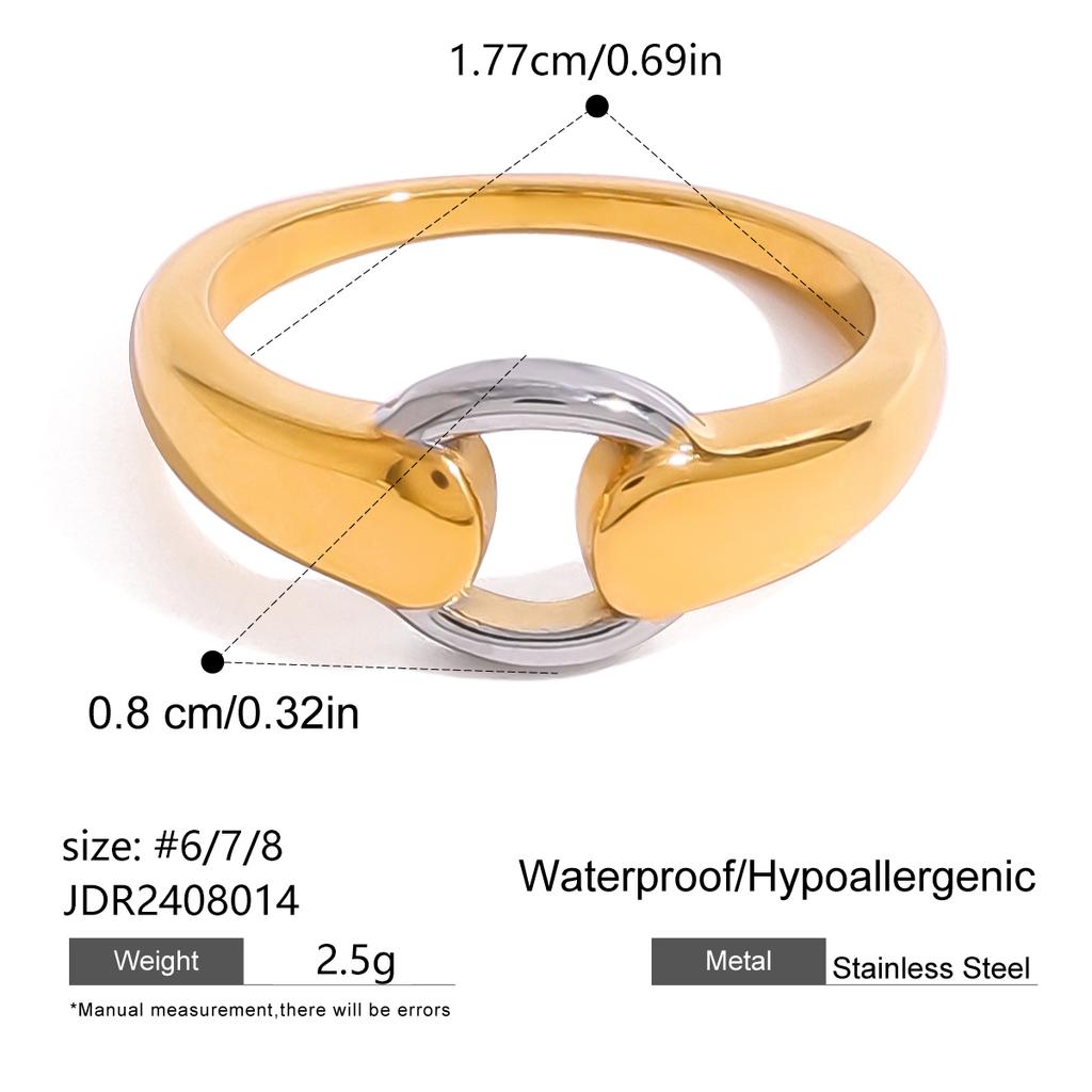 Youthway Gold And Stainless Steel Geometric Open Ring Zircon Unisex Personalized Daily Jewelry New
