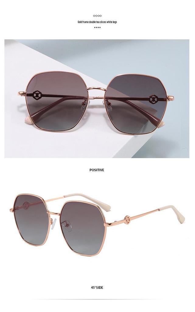 European & American Fashion Polygonal Polarized Sunglasses - UV Protection Metal Frame for Women