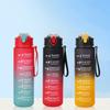 800ml Sportflasche mit Zeiteinteilung BPA-frei Outdoor Farbverlauf Sportwasserflasche Tragbar Große Kapazität Fitnessstudio Trinkbecher mit Strohhalm