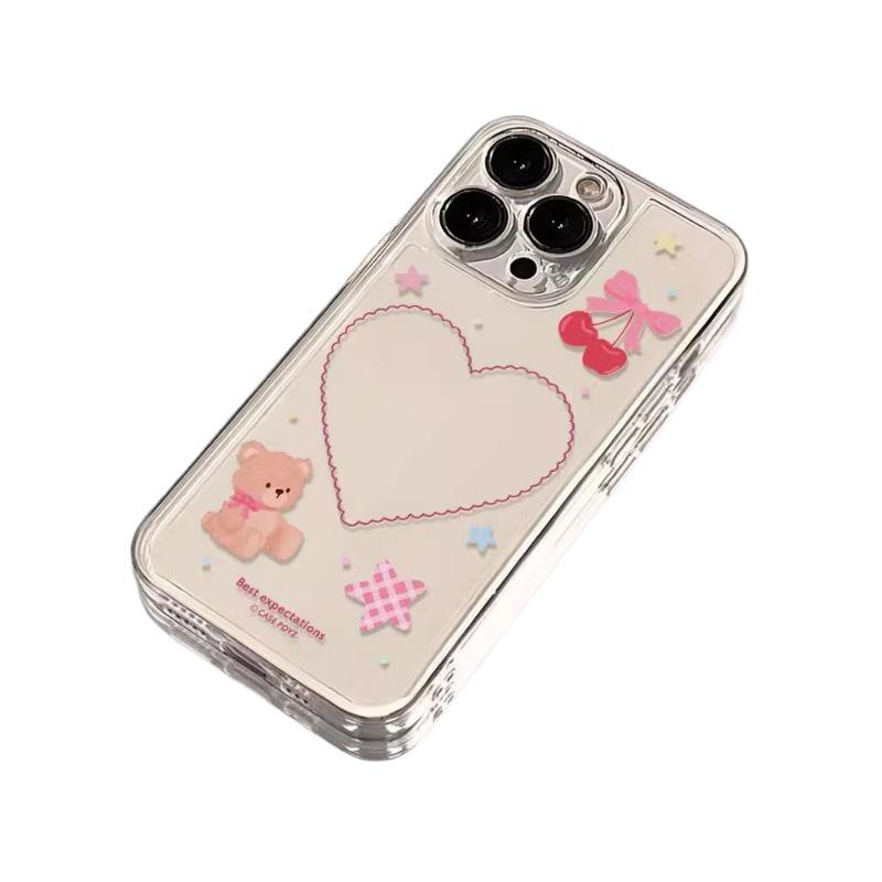 Stars Love Heart Bear Transparent Case for Apple 14/15, 16, 17/17 Pro Max, XS/XR