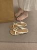 French beautiful cross-strap cold slippers women's summer wear 2025 new with skirt flat Roman sandals
