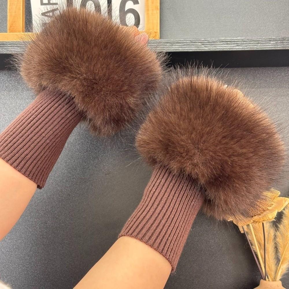 Soft Fluffy Wrist Cuffs Stretch Knitted Bands Coat Cuff Trim New Wrist Warmers For Women