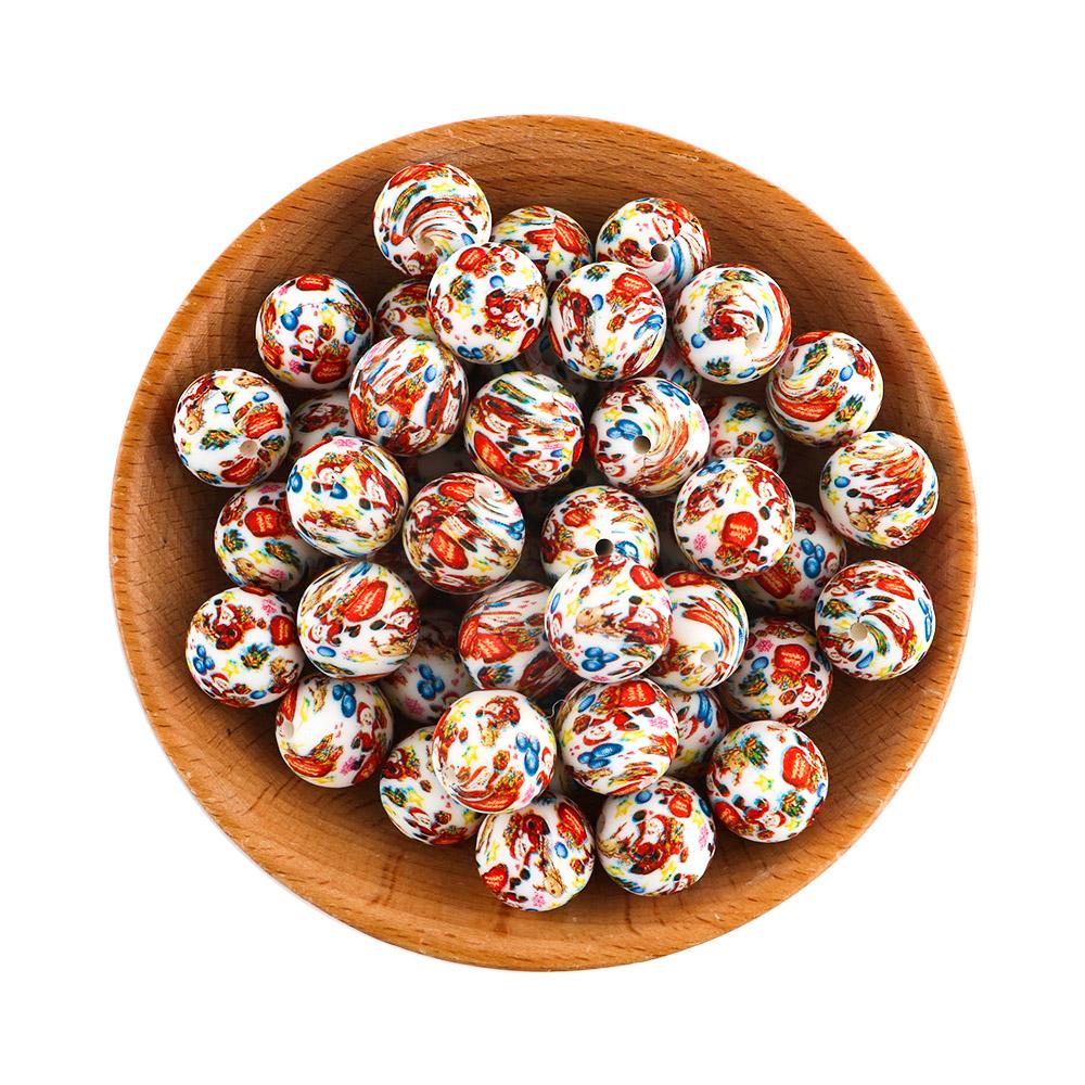 5Pcs 15mm Round Leopard Silicone Printed Beads For Jewelry Making DIY Keychain Necklace Bracelet Jewelry Accessories