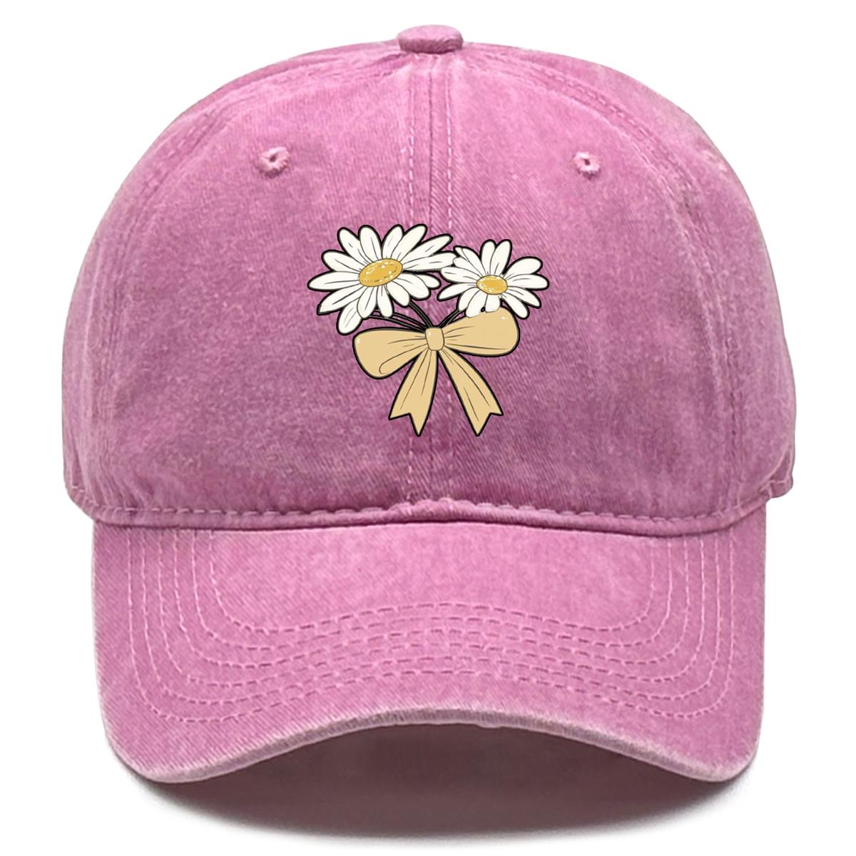 

Бейсболка-снэпбек с принтом бантика «Дейзи», Цветочная кепка-тракер, Защищающая от солнца, Однотонная, Винтажная, Повседневная, Регулируемая, Бейсболка as the picture розовый