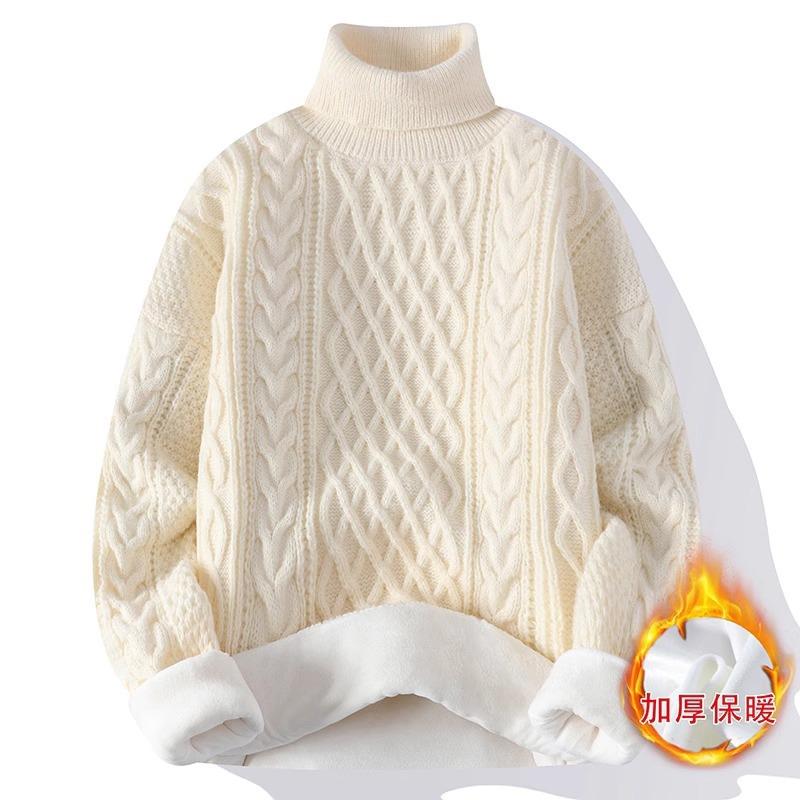 Sweater Men's 2 New Crew Neck Sweater Winter Solid Color Premium Knitted Sweater Couple Twisted Pullover Sweater