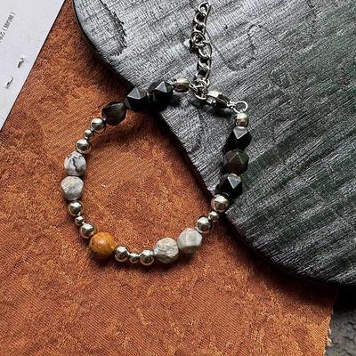 Gaga Retro Irregular Coffee Beaded Bracelet - Minimalist Niche Design for Men