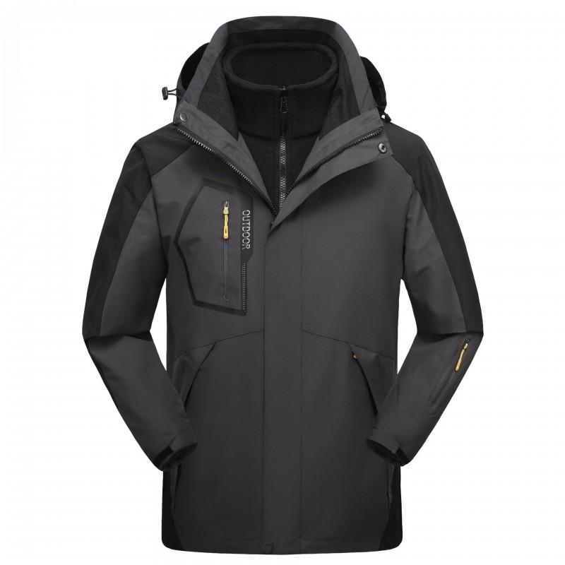 Mens Windproof 3-in-1 Outdoor Jacket With Fleece Liner Hiking Cycling Winter
