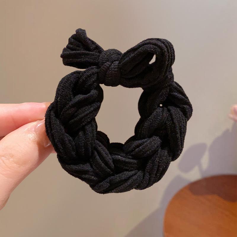 Korean version of thick high elastic color braided hair band dopamine bow durable hair does not hurt the high color value female head rope