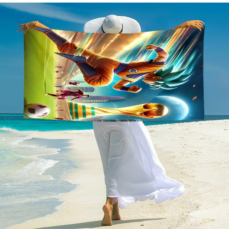 1pc Dragon Ball Soccer Match Cartoon Quick Dry Microfiber Bath Towel for Swimming Surfing Camping Unisex Holiday. SJT720196