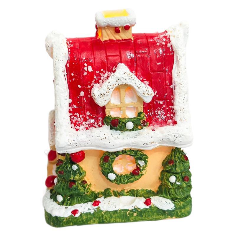 Creative Resin Night Light Snowy Night Cottage Design Christmas Theme Desktop Decoration Artwork Craftsmanship