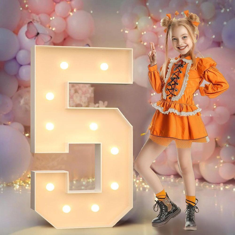 91cm LED Light Balloon 0-9 Numbers Birthday Balloon Frame Giant Birthday Figure  Anniversary Decor