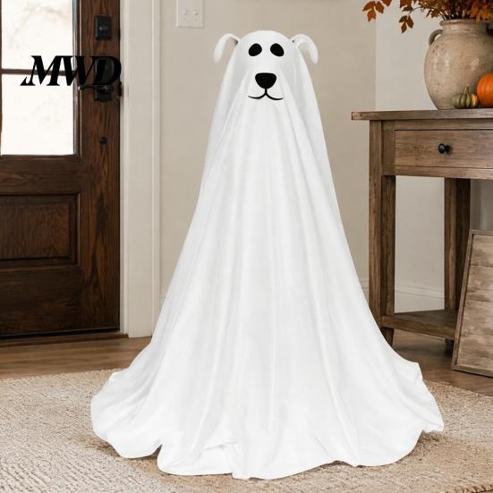 Statue de Chien Effrayante pour l'Extérieur Fantôme Illuminé Décoration d'Halloween, Fonctionne à Piles Autoportante Décorations d'Horreur Adaptées aux Familles avec Télécommande