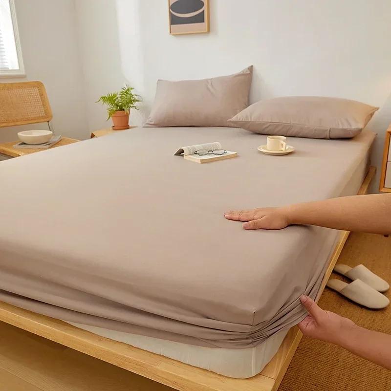 Cotton Fitted Sheet with Elastic Band Non Slip Adjustable Mattress Cover Suitable for King Size Bed Bedding Sheets for Bed