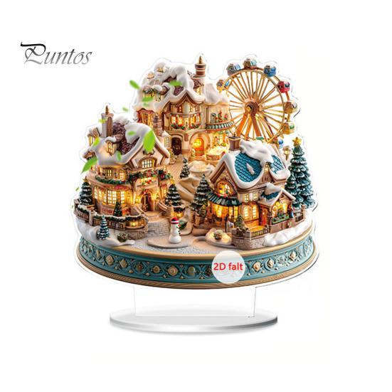 Christmas Tree Tabletop Decor 2D Acrylic Ferris Wheel Ornament for Holiday Tree, Festive Room Interior Decoration Display Board, Decoration,