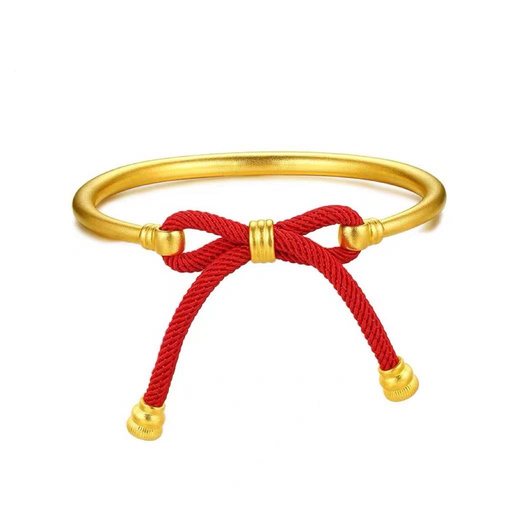 

Браслет с бантом, женская серия «Наследие древнего закона», корейская версия, с нишевым дизайном, тканый подарок ручной работы из песочного золота на год зодиака Adjustable size