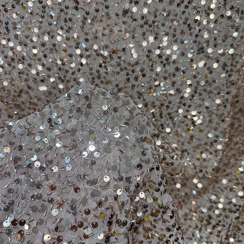 Exquisite Sequins Fabric with Shiny Sequins Embroidered for DIY Sewing Weding Party Dress Decoration Handmade DIY Designerfabric